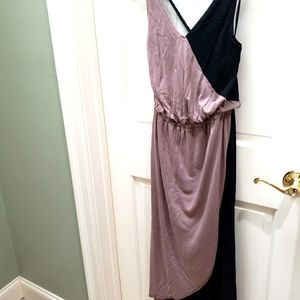 Tan and black long wrap dress, Size Small
